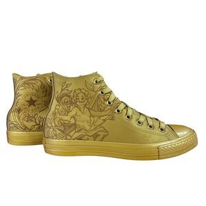 Converse Sneakers Women 7 Chuck Taylor‎ All Star Laser Baroque Gold Hi Top Shoes